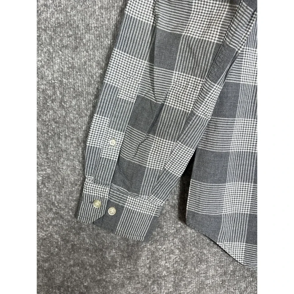 Banana Republic Cotton Stretch Grant Fit Oxford Shirt Men Size Large Gray Button